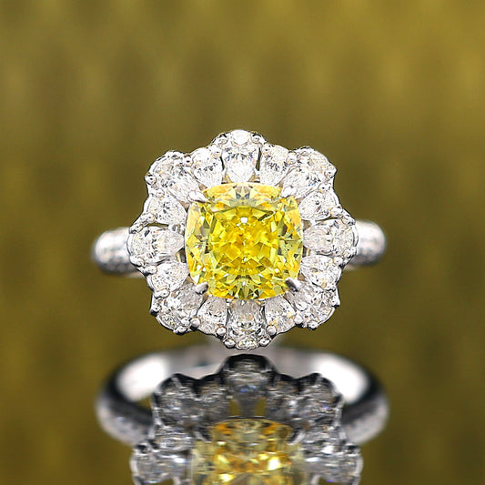 Fancy Yellow collection: "Ice Wonderland" detailed Ring