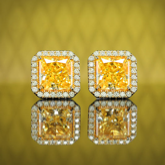 Fancy Yellow collection: Only 1 pair "Resplendent and Magnificent" detailed Ear studs (Unisex)