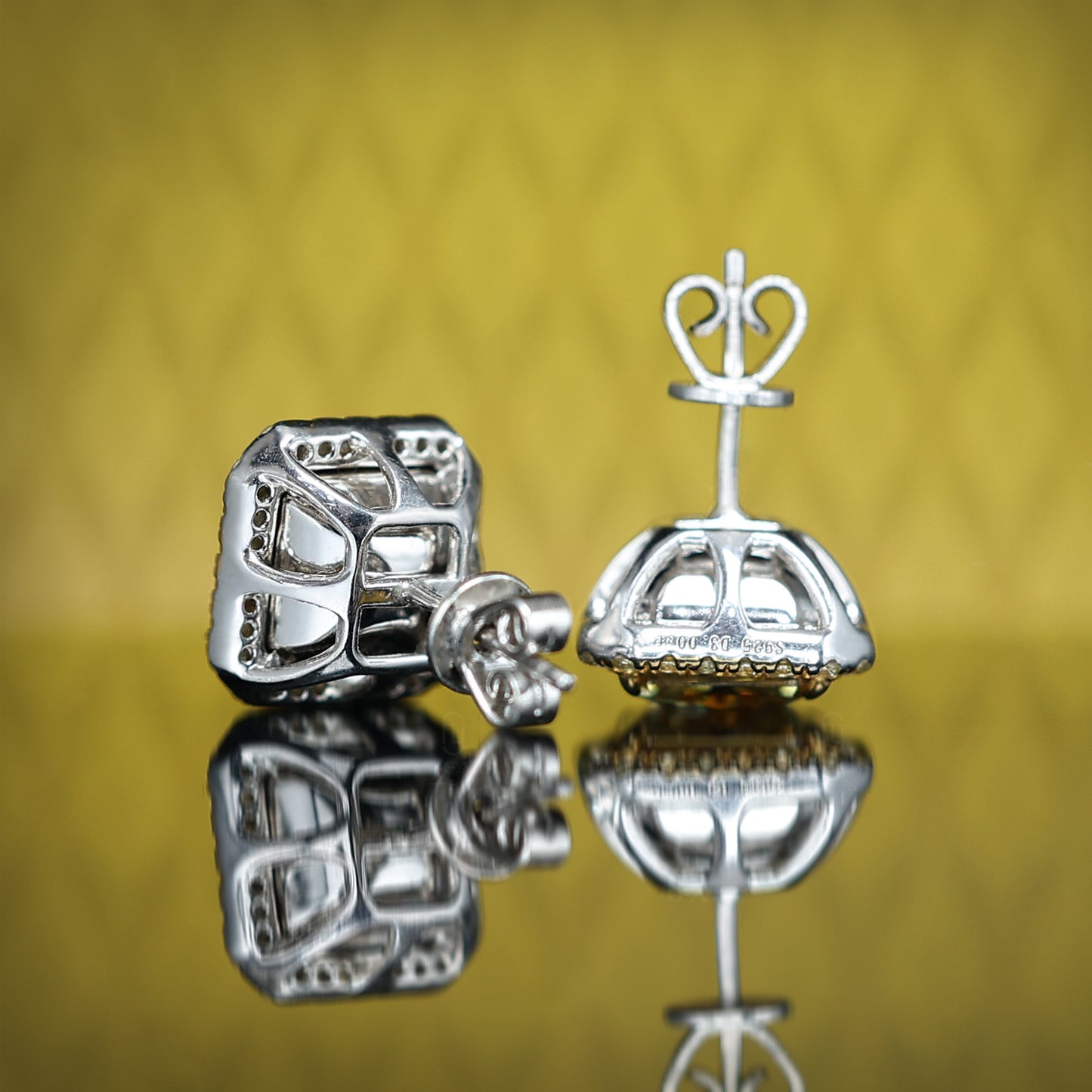 Fancy Yellow collection: Only 1 pair "Resplendent and Magnificent" detailed Ear studs (Unisex)