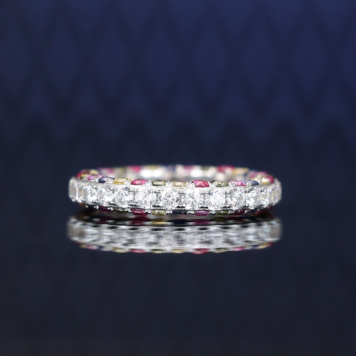 Rainbow collection: Modern "Colorful auspicious clouds" eternity band Ring (Unisex)