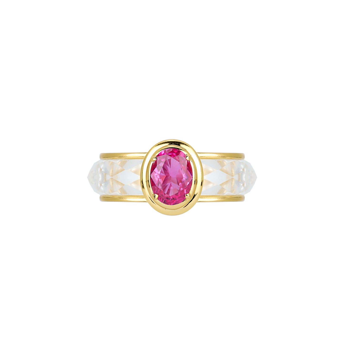 Christmas collection: Modern Rose Red Pigeon Egg White crystal Ring