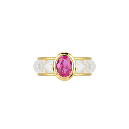 Christmas collection: Modern Rose Red Pigeon Egg White crystal Ring