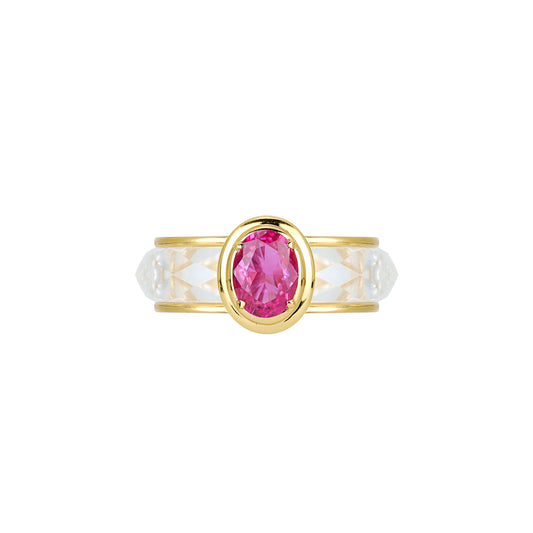 Christmas collection: Modern Rose Red Pigeon Egg White crystal Ring