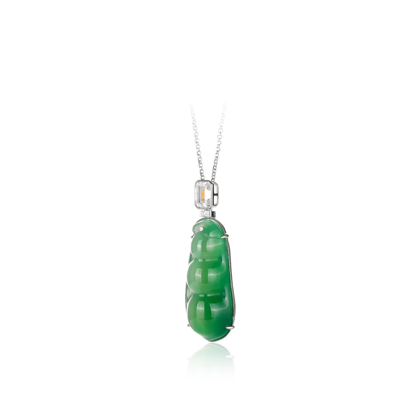 Modern Green chalcedony Pea pendant