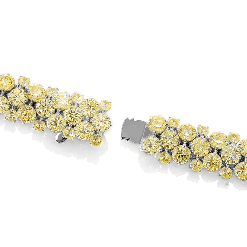 Fancy flexible yellow cluster tennischain bracelet