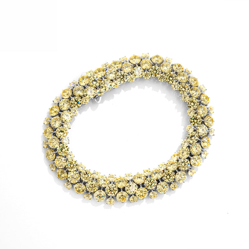 Fancy flexible yellow cluster tennischain bracelet