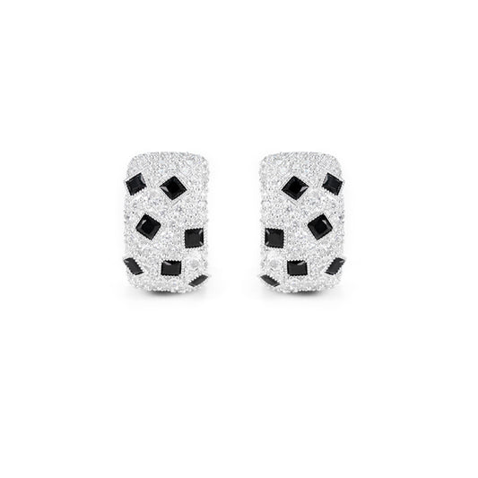 Black and white leopard print earrings