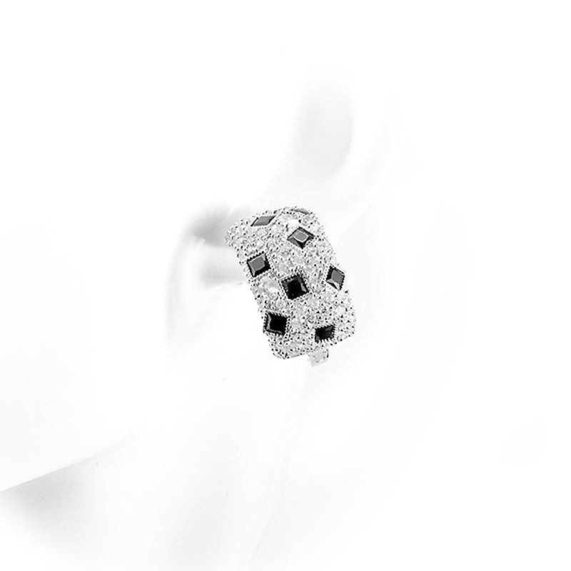 Black and white leopard print earrings