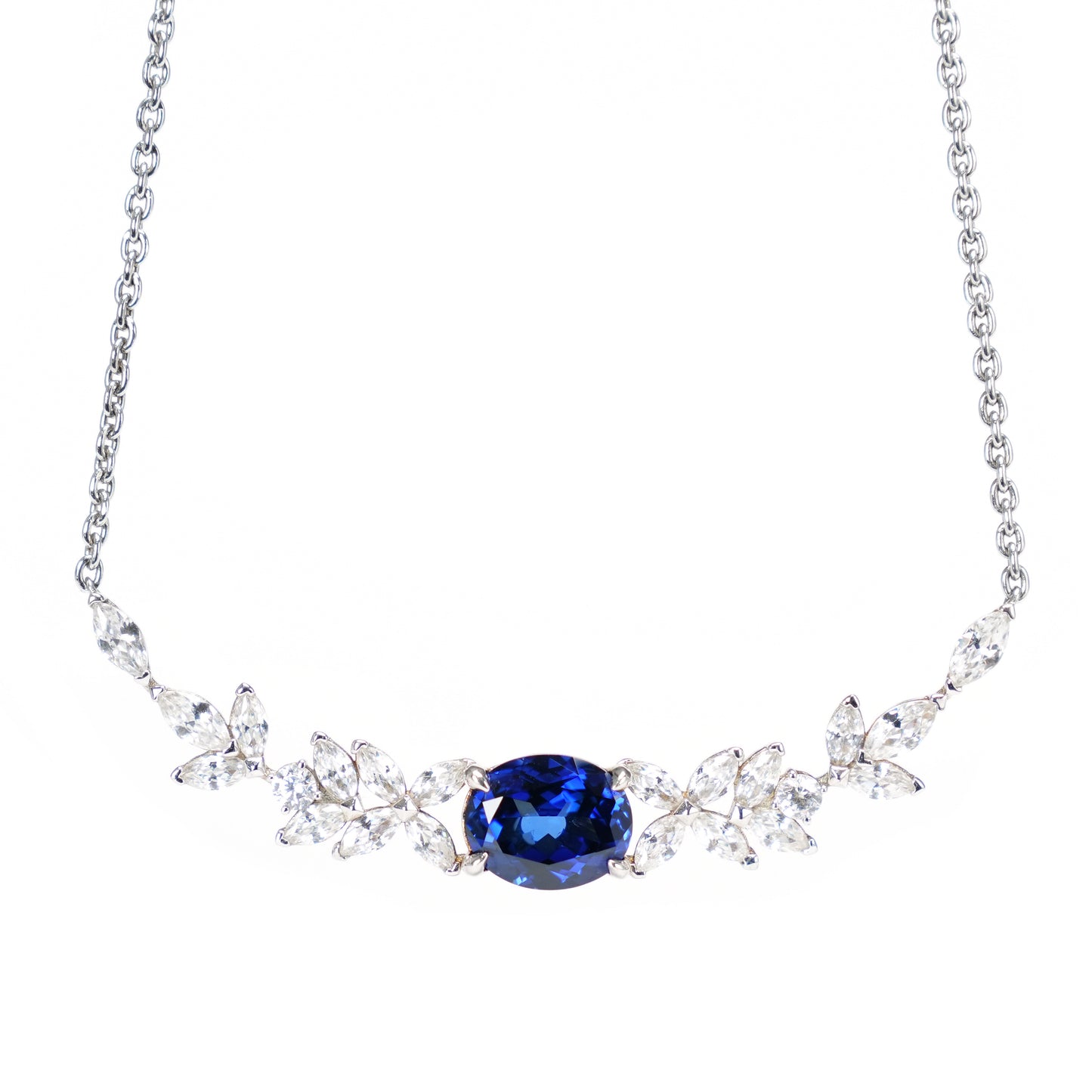 Limited Tanzanite color Collection: " Blue Elliptical Smile " delicate Necklace