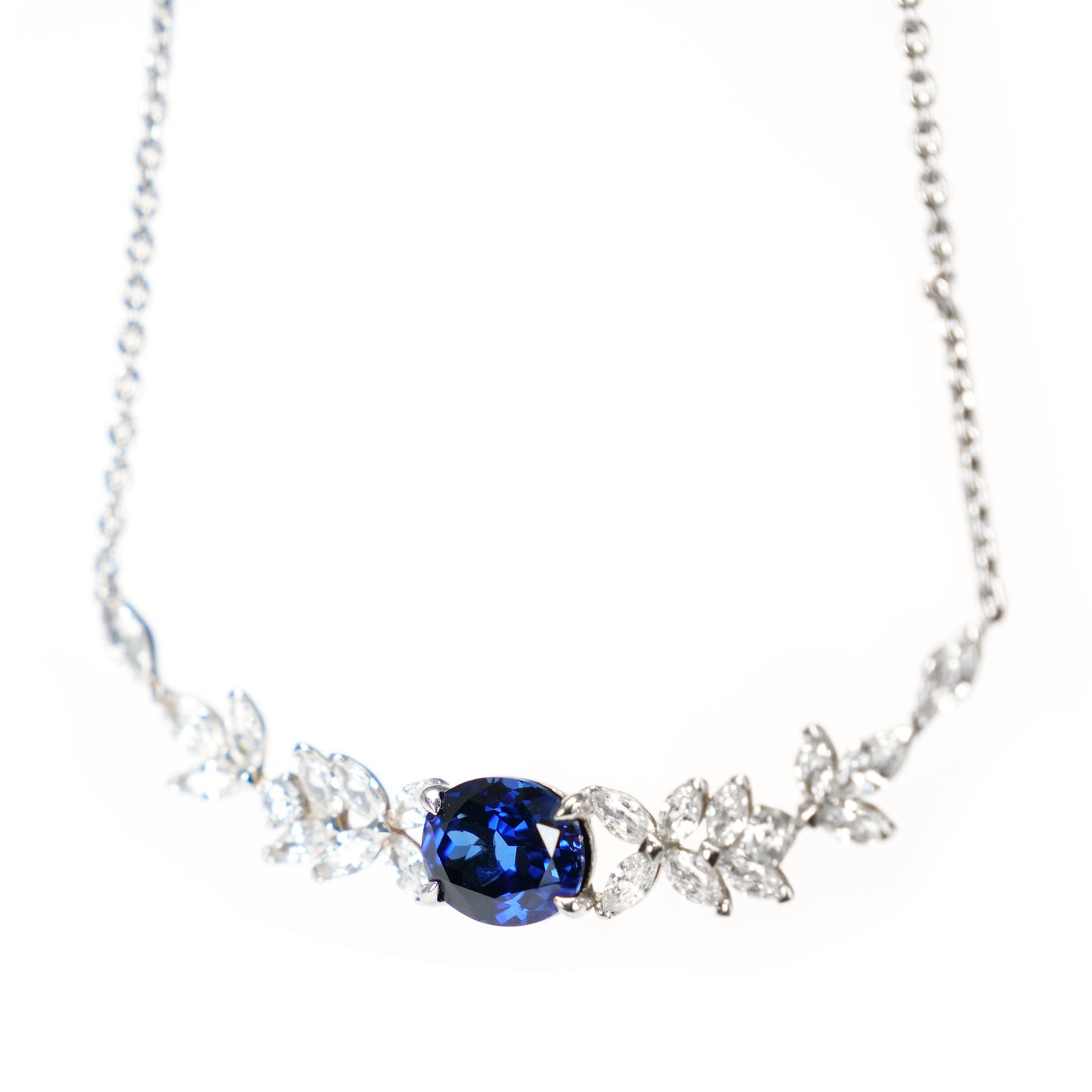 Limited Tanzanite color Collection: " Blue Elliptical Smile " delicate Necklace