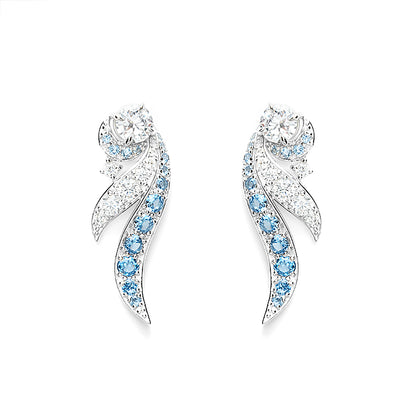 Promotional design: Aquamarine color Lab created stones Elf Earrings