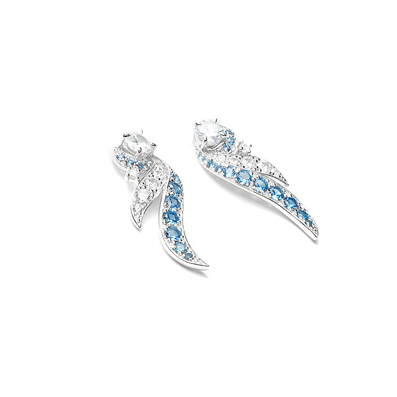 Promotional design: Aquamarine color Lab created stones Elf Earrings