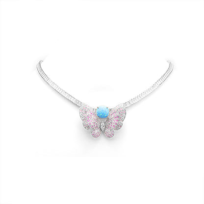 Multi-purpose Butterfly tennis chain necklace & brooch