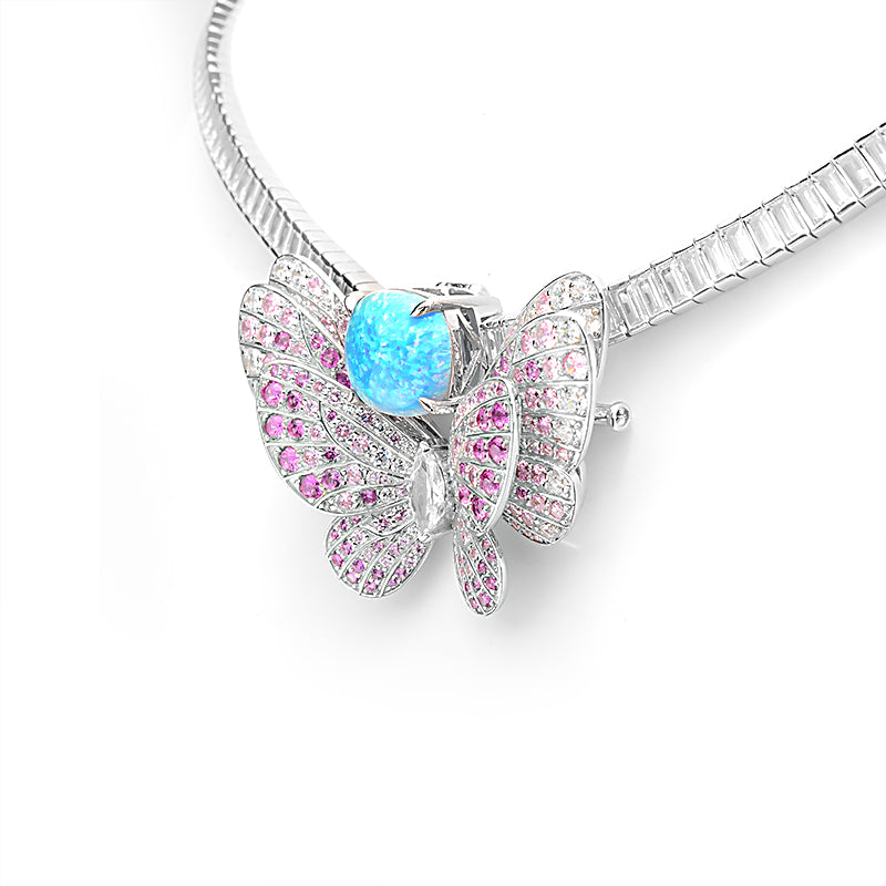 Multi-purpose Butterfly tennis chain necklace & brooch