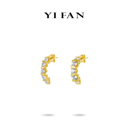 Gilded Sparkle Collection: Modern "Geometric Golden Glimmer" exquisite Hoop Earrings
