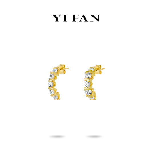 Gilded Sparkle Collection: Modern "Geometric Golden Glimmer" exquisite Hoop Earrings