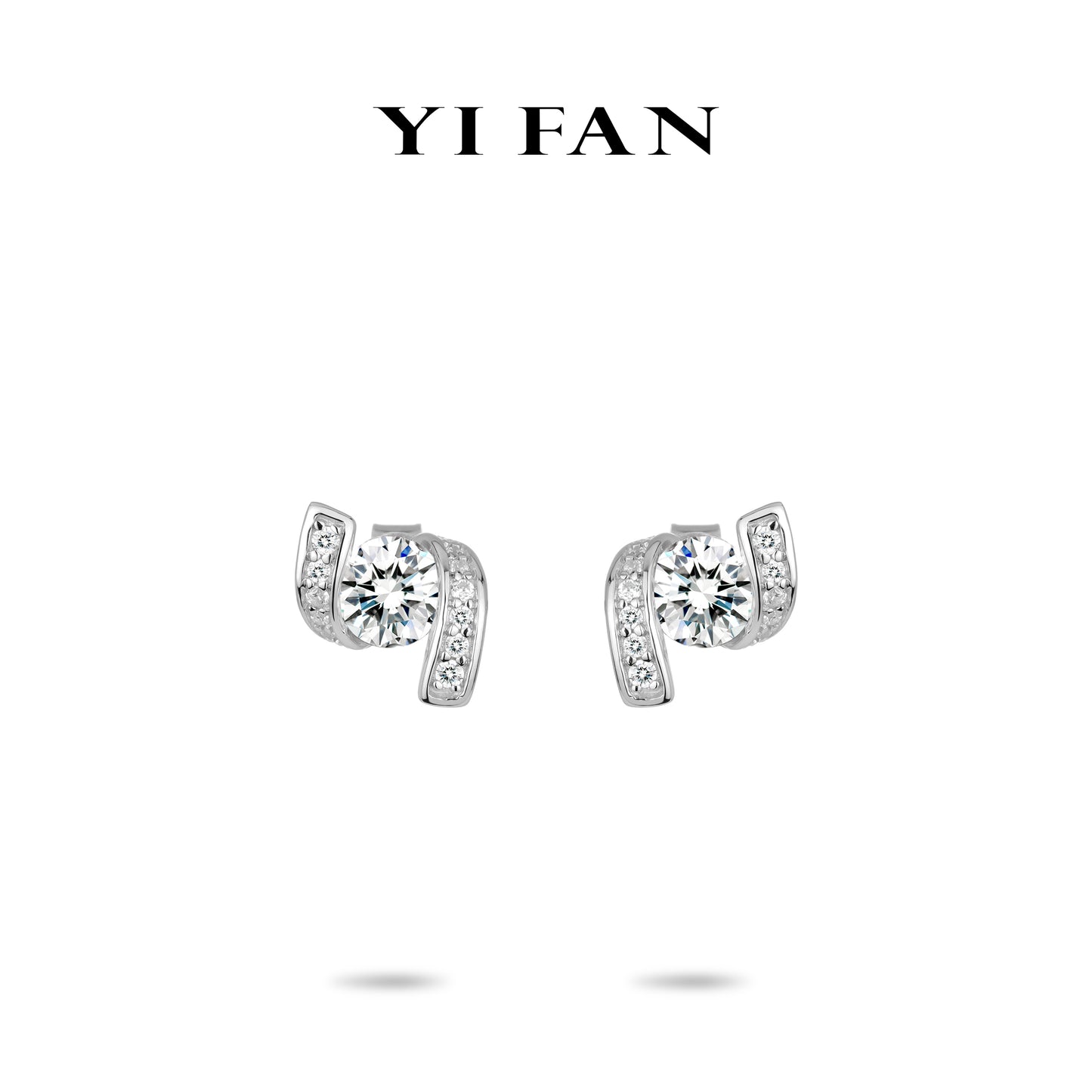 Pure Radiance Collection: Modern "Brilliant Floating Diamond Spiral" delicate Ear Studs