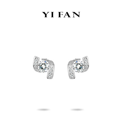 Pure Radiance Collection: Modern "Brilliant Floating Diamond Spiral" delicate Ear Studs