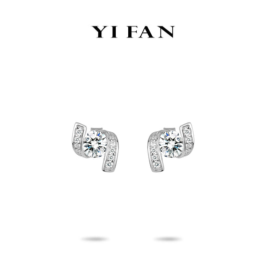 Pure Radiance Collection: Modern "Brilliant Floating Diamond Spiral" delicate Ear Studs