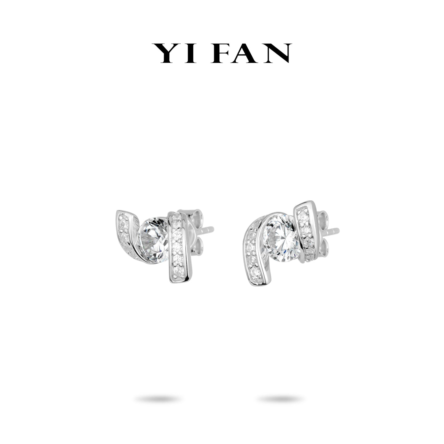 Pure Radiance Collection: Modern "Brilliant Floating Diamond Spiral" delicate Ear Studs