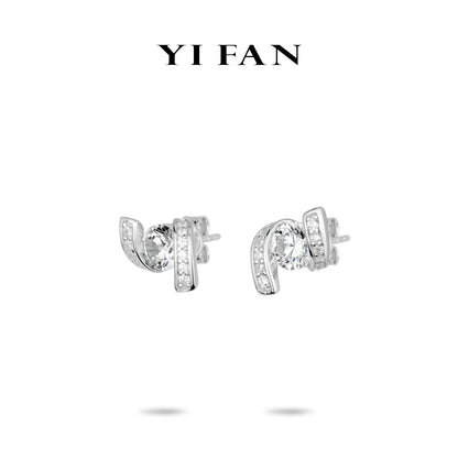 Pure Radiance Collection: Modern "Brilliant Floating Diamond Spiral" delicate Ear Studs