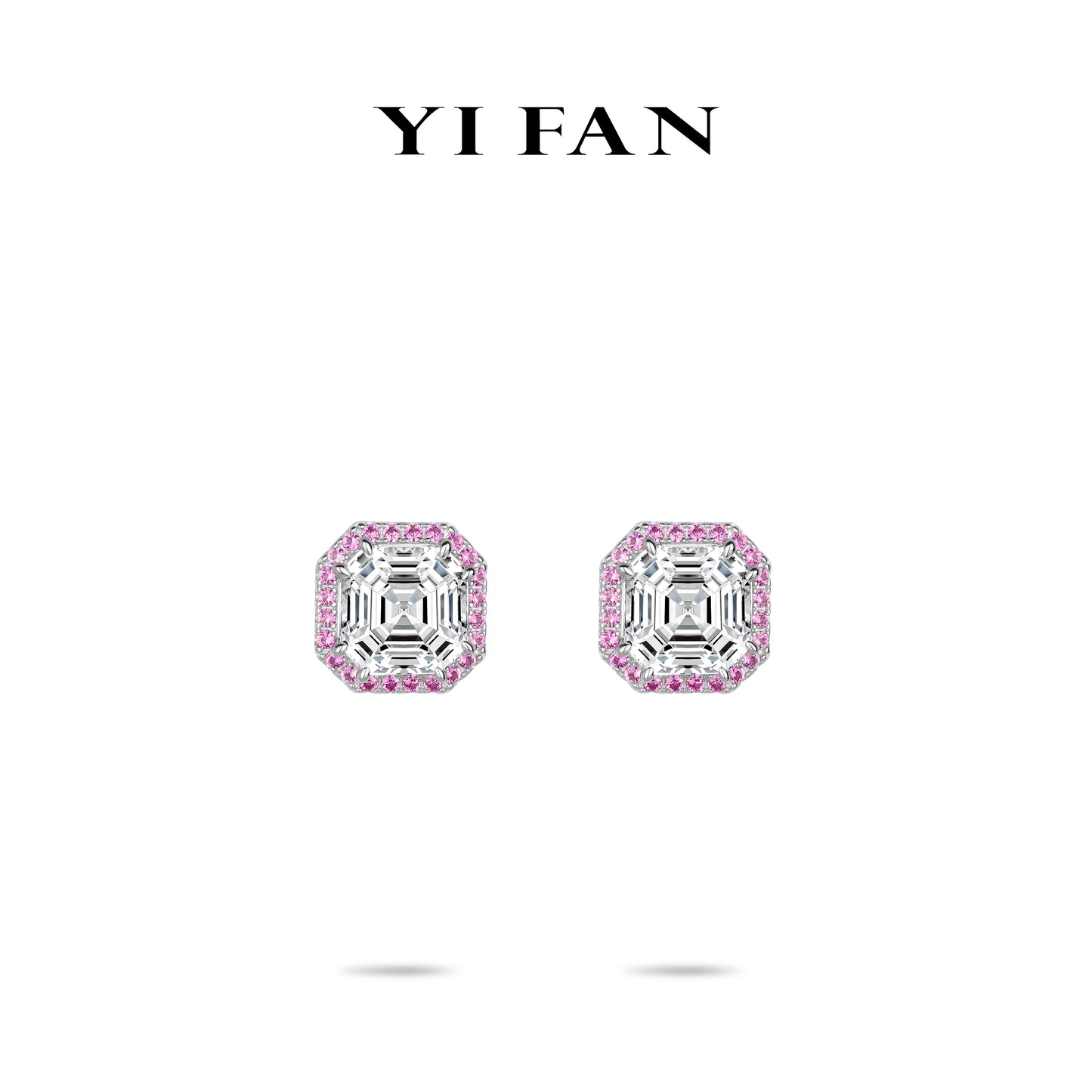 Eternal Sparkle Collection: Luxury "Rosy Luminary Asscher-Cut” exquisite Stud Earrings
