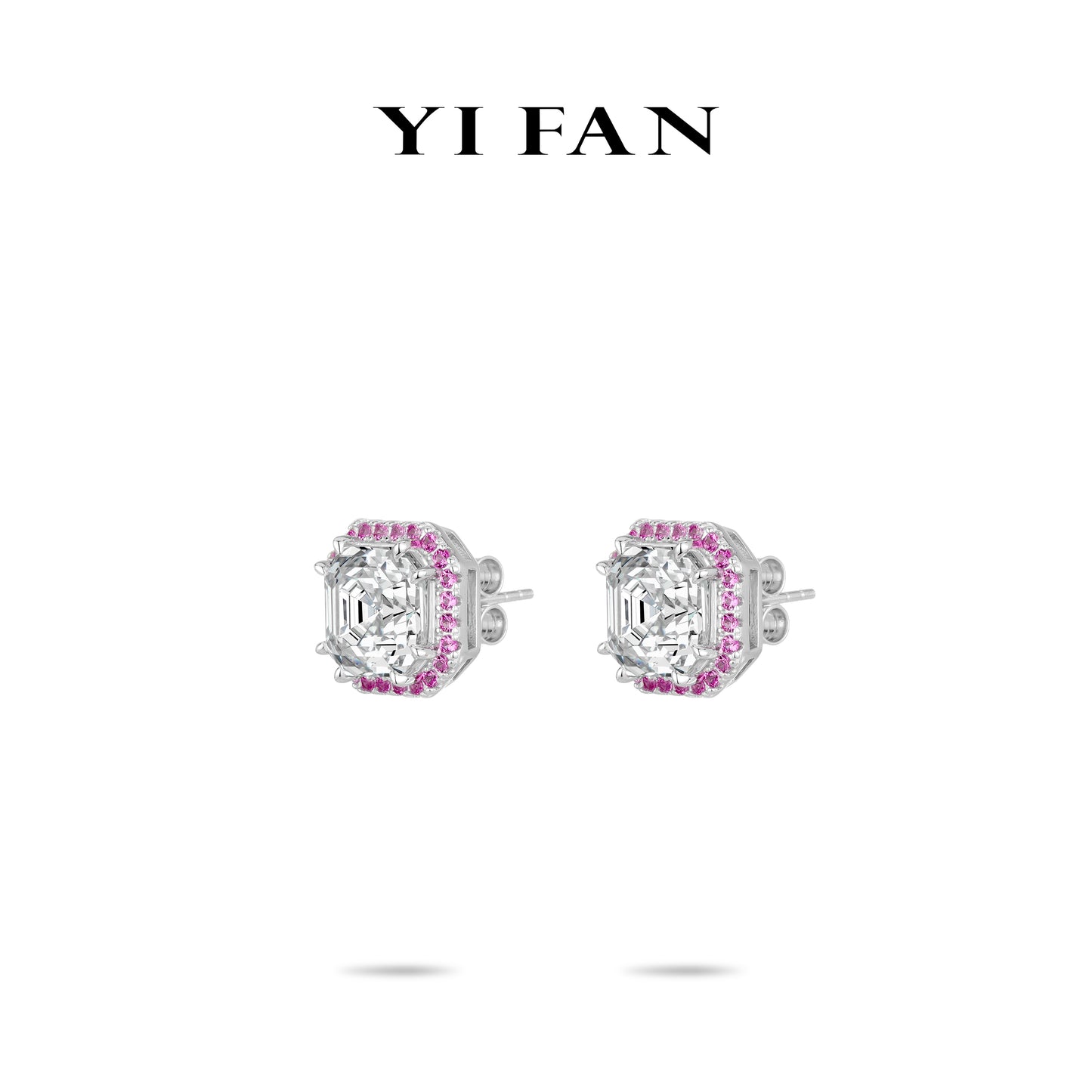 Eternal Sparkle Collection: Luxury "Rosy Luminary Asscher-Cut” exquisite Stud Earrings