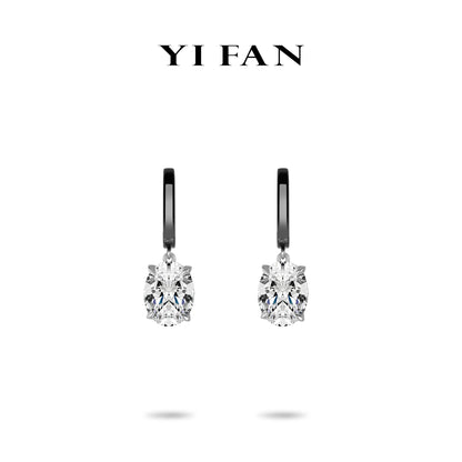 Pre-order Black and White Luminary Collection: Modern "Black gold Ovallight Drop" delicate Hoop Earrings