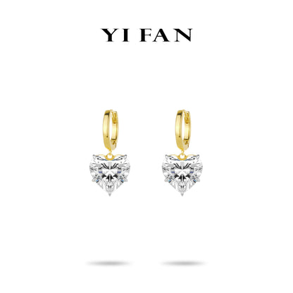 Gilded Luminance Collection: Modern "Golden Heartlight Drop" delicate Hoop Earrings