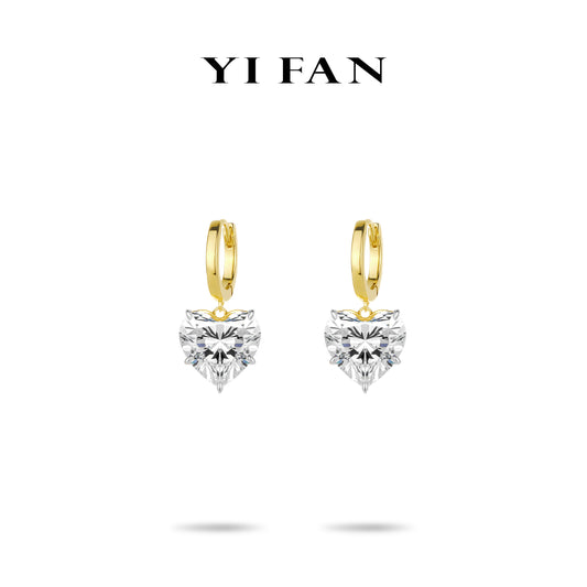 Gilded Luminance Collection: Modern "Golden Heartlight Drop" delicate Hoop Earrings