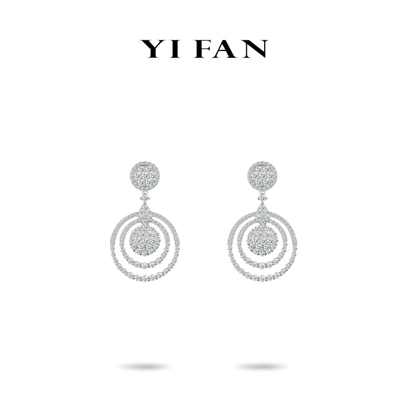 Ethereal Sparkle Collection: Modern "Halo Lunar Mist Drop” exquisite dangle Earrings