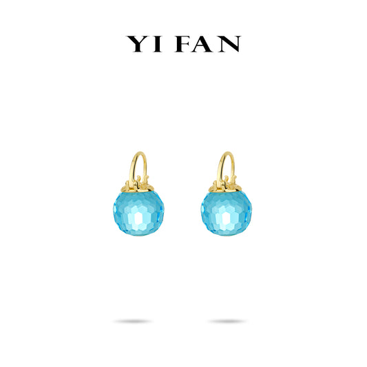 Aquamarine color collection: Modern "Aqua Allure Oceanic Orb" detailed Drop Earrings