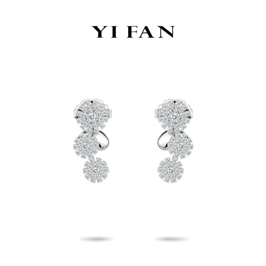 Bloom & Gleam Collection: Modern "Celestial Bloom Ensemble" exquisite Earrings with unique heart-themed stoppers