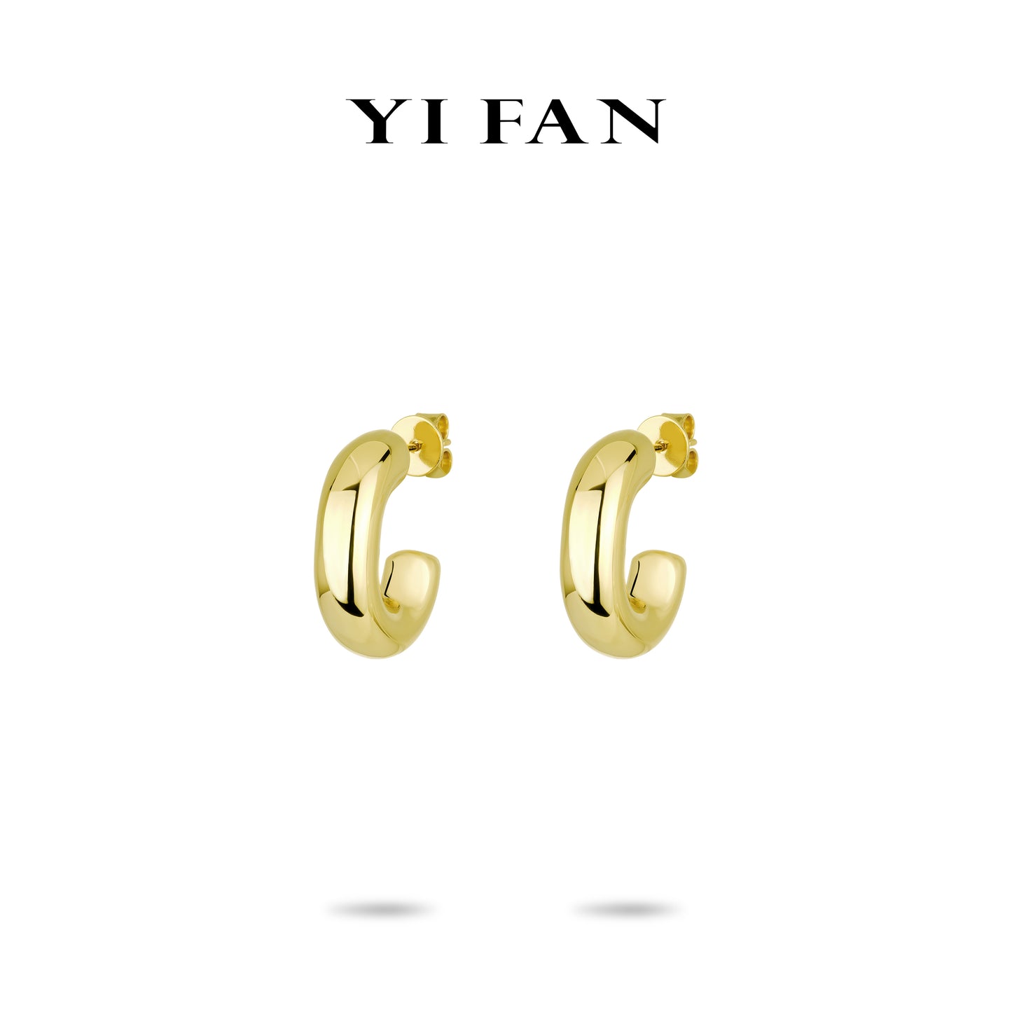 Modern Gold Sculpture Collection: Golden "Lustrous Curve" exquisite hoop Earrings