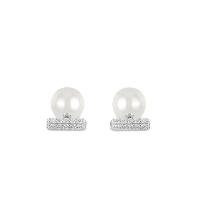 Pre-order design: White Pearl OT-shaped Earrings.