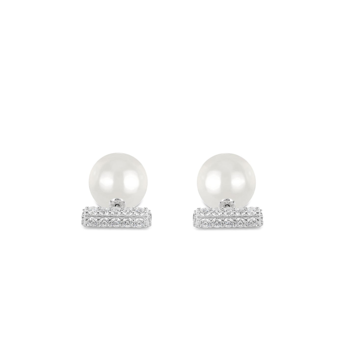 Pre-order design: White Pearl OT-shaped Earrings.