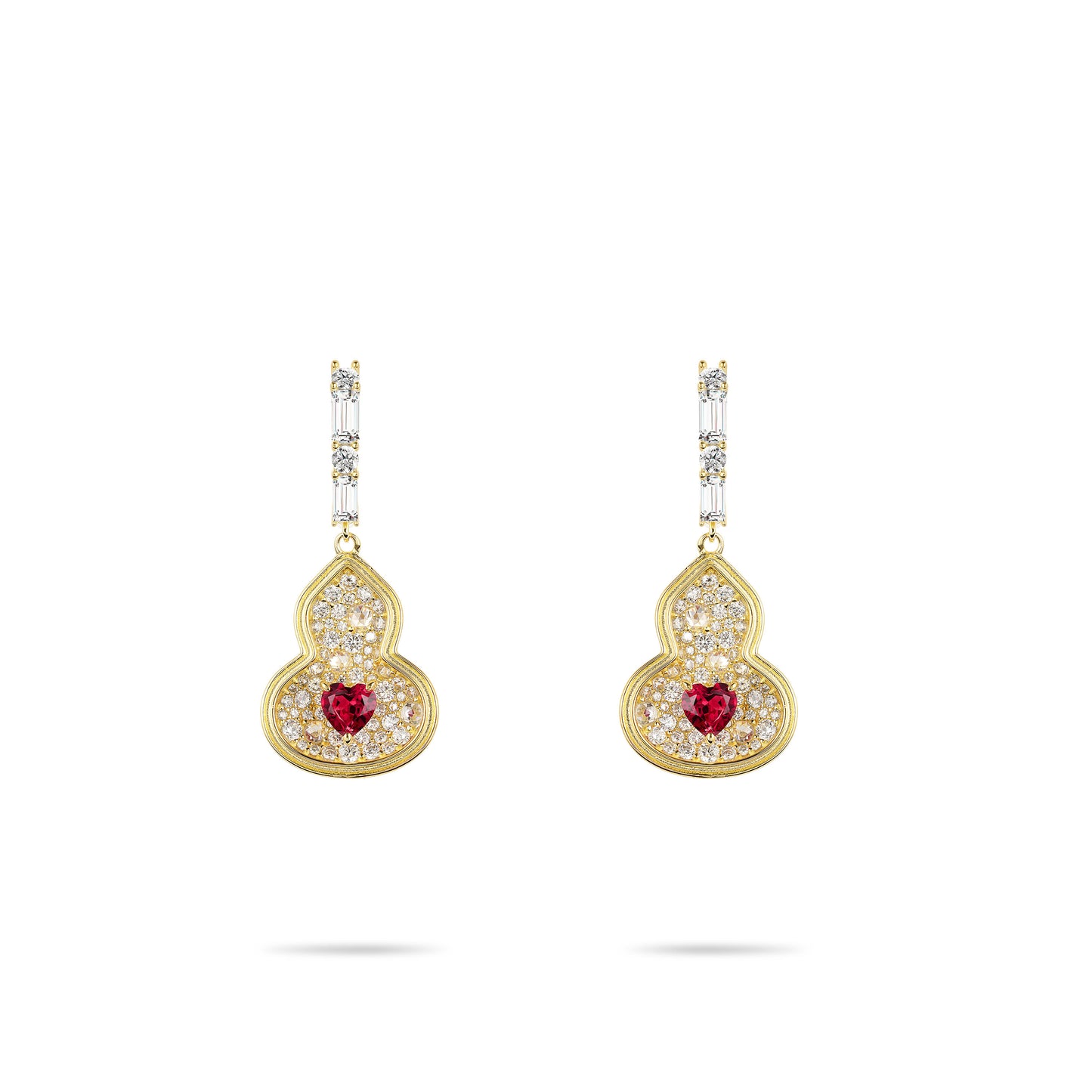 Pre-order: Modern Lucky Bottle gourd "Hulu with Red Heart" detailed dangling earrings