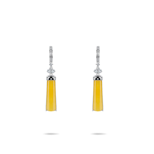 Pre-order High Jewelry collection: Premium Yellow Jade "No worry Pillar" Modern Earrings