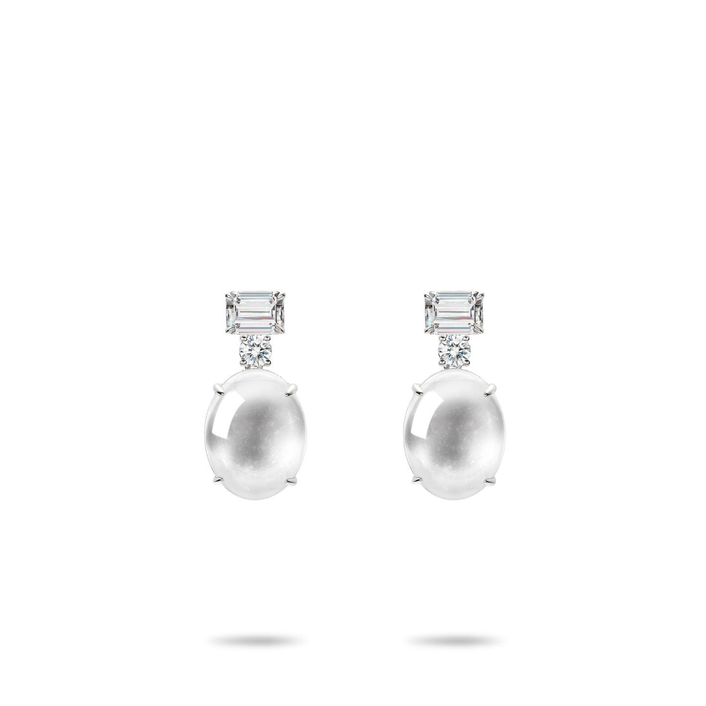 Limited High Jewelry collection: Premium Icy Jade "Emerald&Brilliant-cuts and Pigeon egg rocks" Earrings in big carats