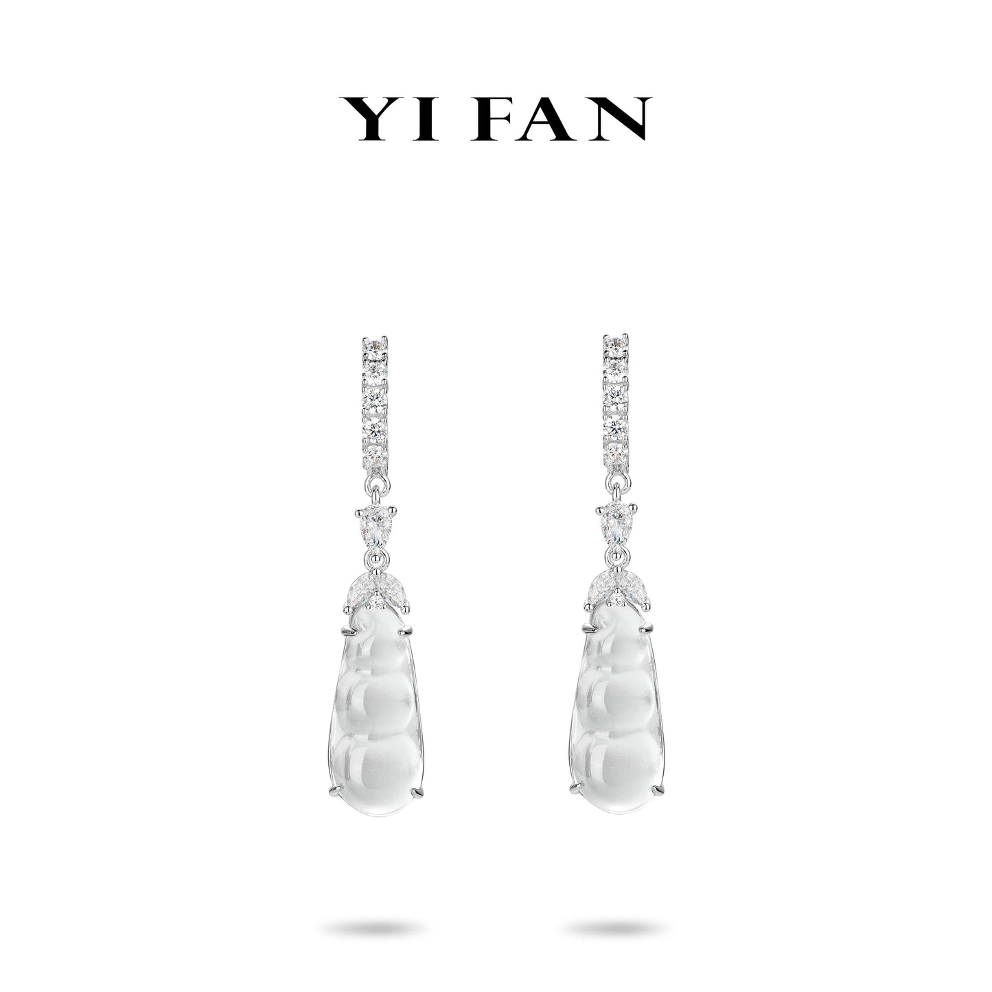 High Jewelry collection: Luxury Icy Burmese Jade Modern Pea dangle earrings