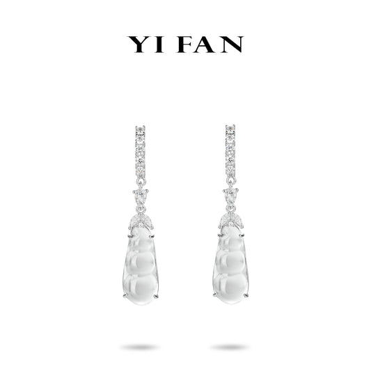 High Jewelry collection: Luxury Icy Burmese Jade Modern Pea dangle earrings