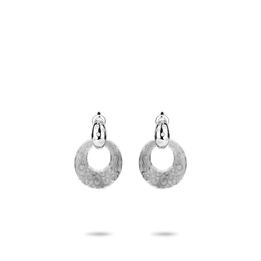 Pre-order High Jewelry collection: Special Grey Chalcedony "Fuchun Mountain" Carved Hollow Modern Earrings