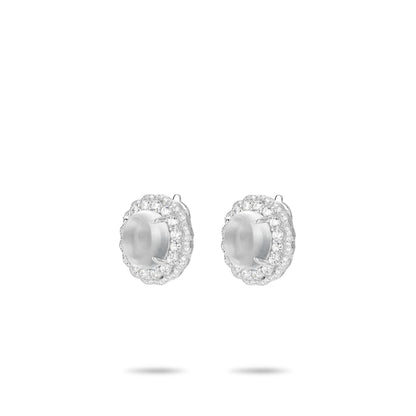 Welfare Exclusive: Modern Icy jade "Pigeon Egg Rock" Ear studs