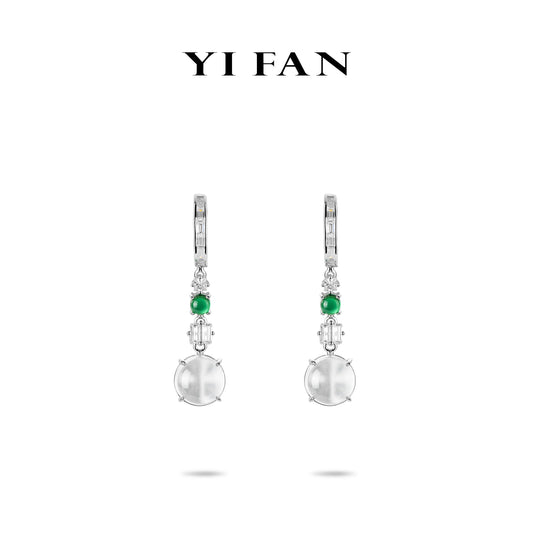 Welfare Exclusive: Modern Icy Jade Green dot Drop Earrings