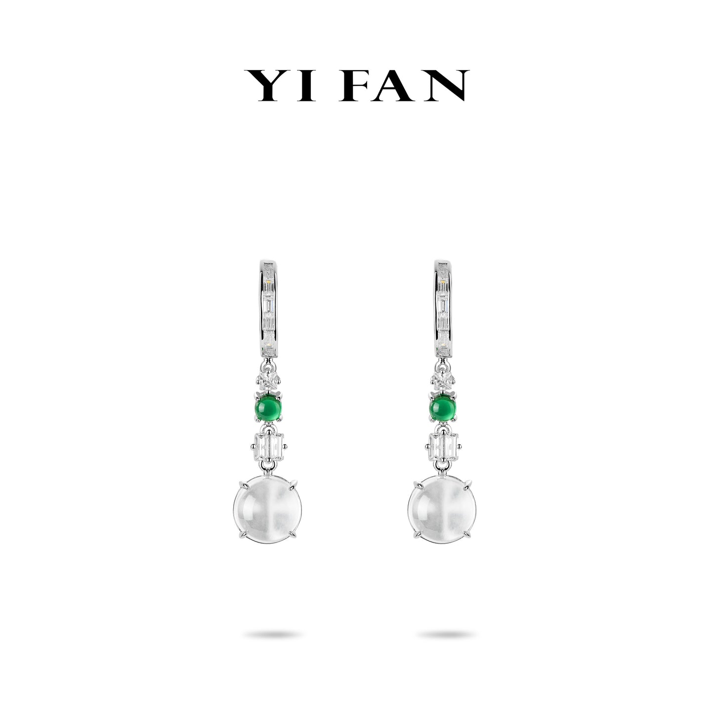 Welfare Exclusive: Modern Icy Jade Green dot Drop Earrings