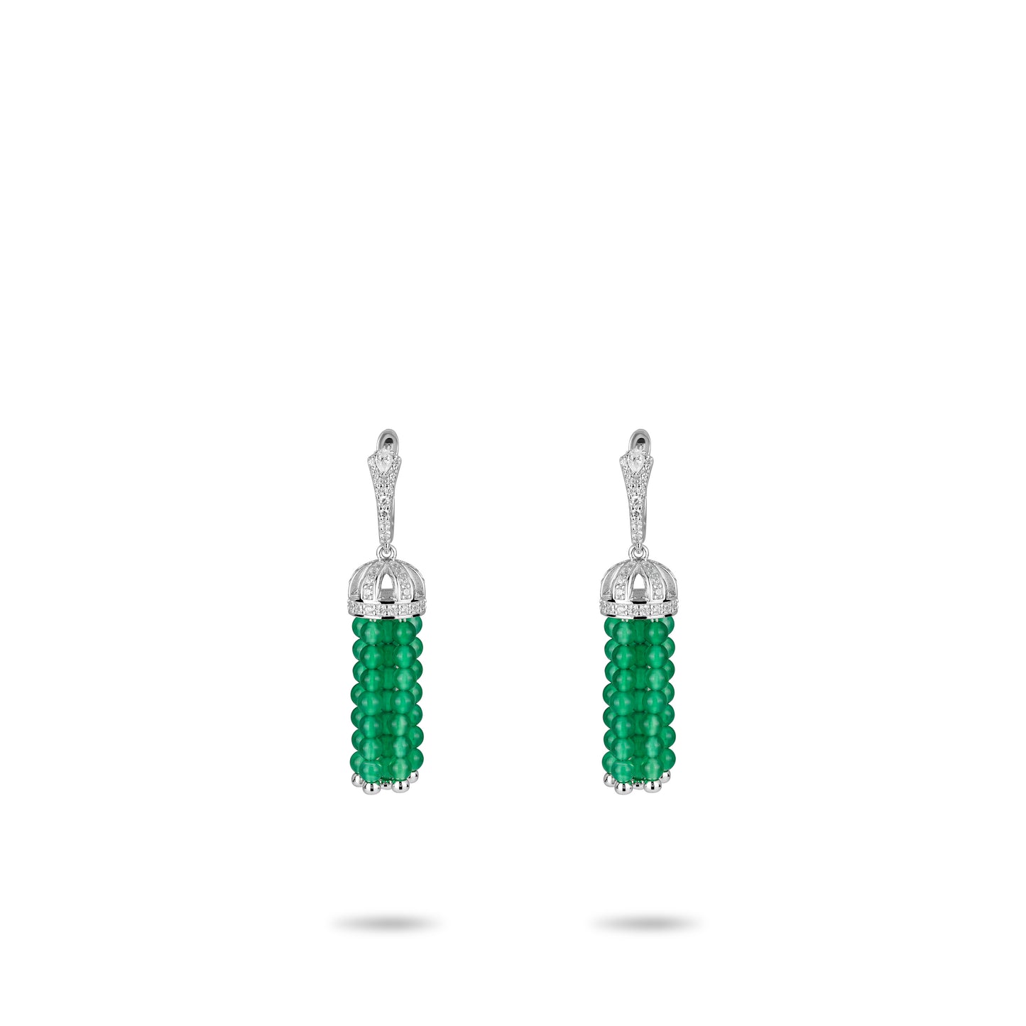Pre-order Welfare Exclusive: Hand-made Green chalcedony beads Tassel dangle earrings