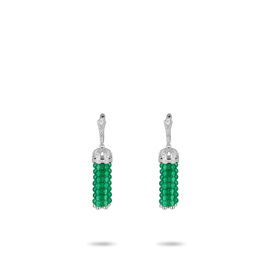 Pre-order Welfare Exclusive: Hand-made Green chalcedony beads Tassel dangle earrings