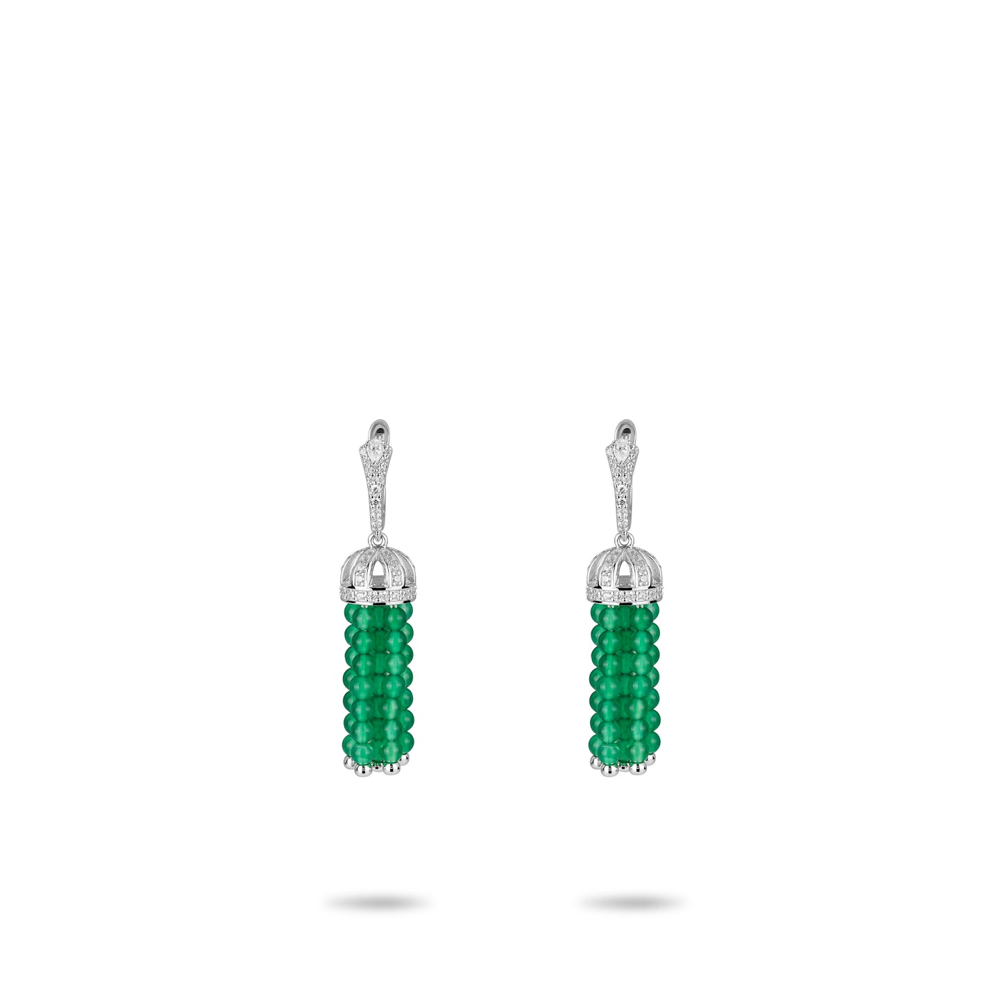 Pre-order Welfare Exclusive: Hand-made Green chalcedony beads Tassel dangle earrings