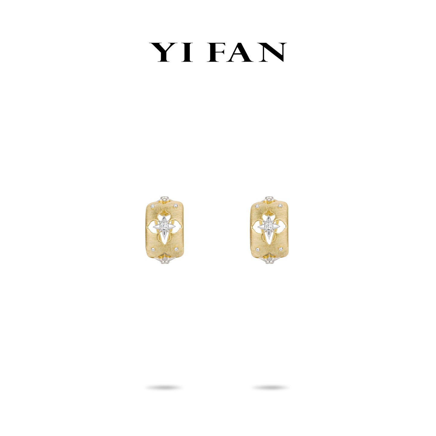 Pre-order Golden time collection: “Modern Golden Brushed Clover” detailed Earrings