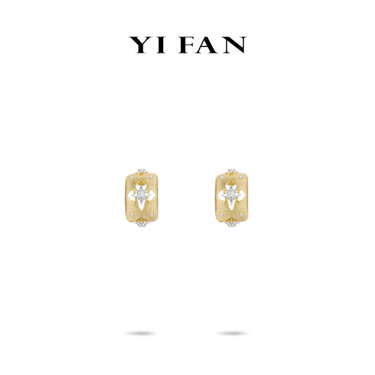 Pre-order Golden time collection: “Modern Golden Brushed Clover” detailed Earrings